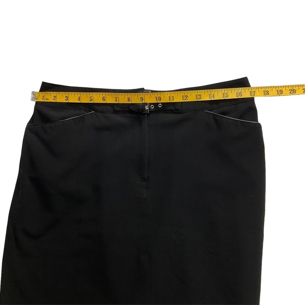 Larry Levine‎ Stretch Pencil Skirt Black Buckle Size 12 Classic Work Minimalist - Picture 10 of 16